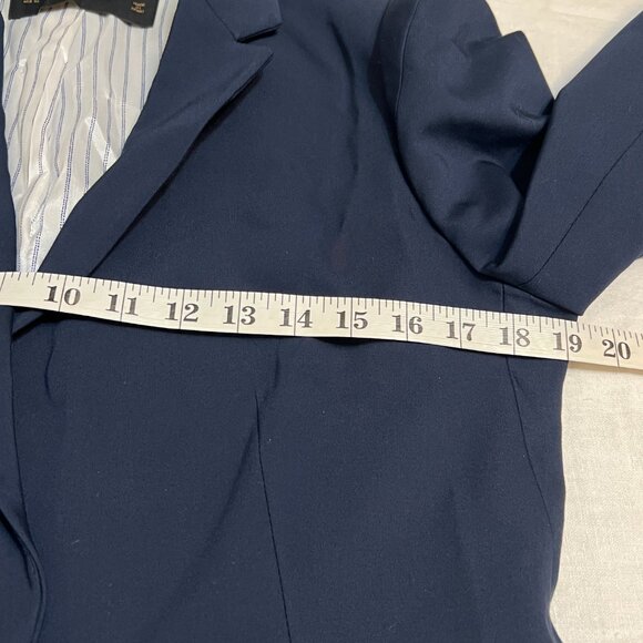ZARA BASIC Women’s Navy Blazer Elegant Classic Fit with Stretch Fabric Work Sz L - Picture 5 of 12